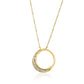 14K Yellow Gold Pendant Necklace With White Round Diamonds "Circle Of Life"