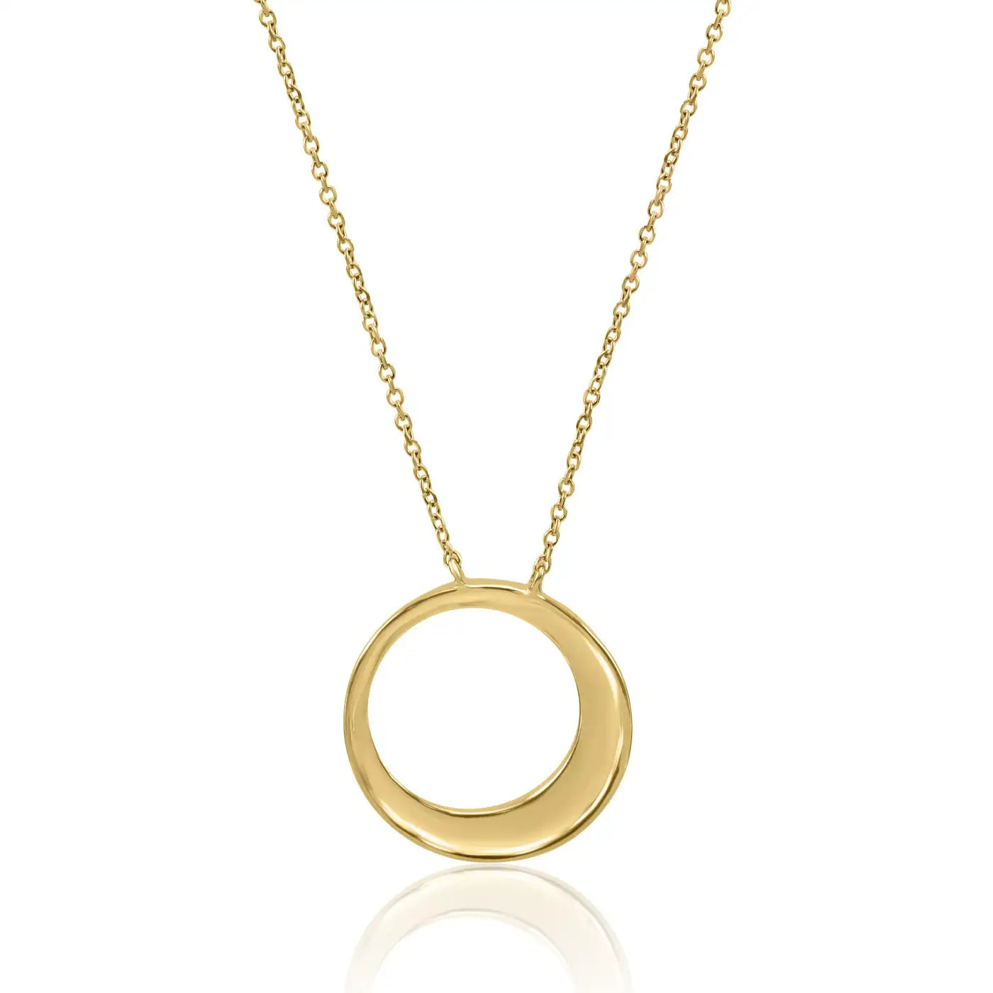 14K Yellow Gold Pendant Necklace With White Round Diamonds "Circle Of Life"