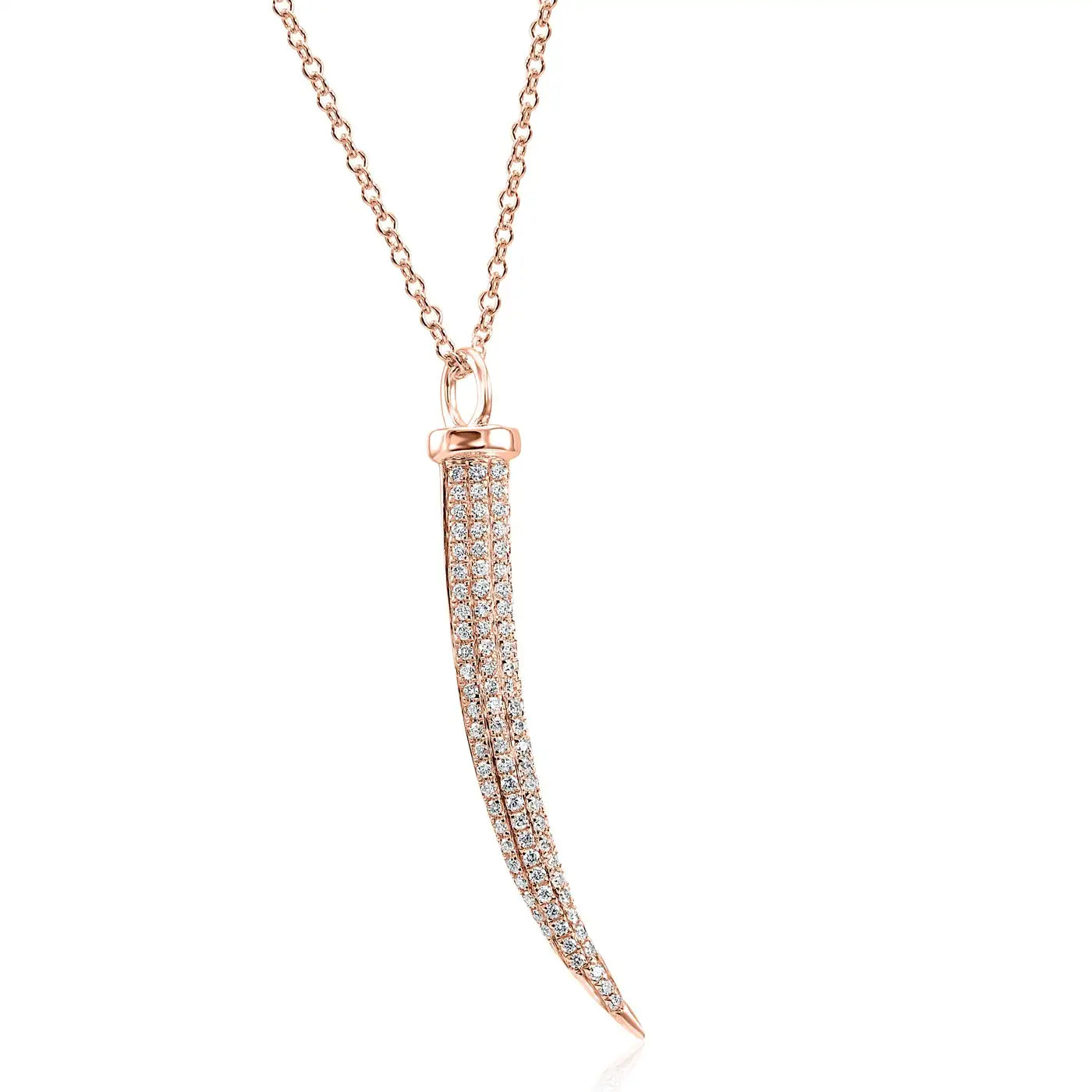 Collar con colgante de cadena de oro de 14 quilates con diamantes redondos blancos 