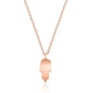 Collar de moda con colgante de cadena con forma de "Hamsa" en oro rosa de 14 quilates y diamantes redondos blancos