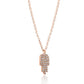 Collar de moda con colgante de cadena con forma de "Hamsa" en oro rosa de 14 quilates y diamantes redondos blancos