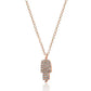 Collar de moda con colgante de cadena con forma de "Hamsa" en oro rosa de 14 quilates y diamantes redondos blancos