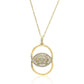 White Diamond Round 14K Gold Evil Eye Drop Pendent Chain Necklace