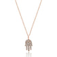 14K Gold "Hamsa" Drop Pendent Chain Necklace With White Round Diamonds