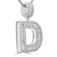 Pendant Letter "D"  Baguette & Round White Diamonds 14K White Gold