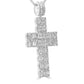 White Diamond Baguette and Round 14K Gold Cross Statement Pendant