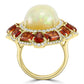 Double Halo 18K Gold Cocktail Ring Opal Sapphire White Diamond Round