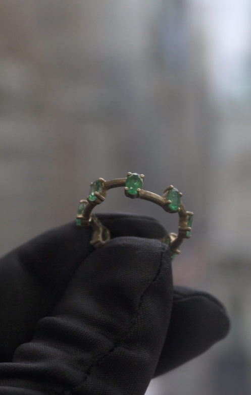 Emerald Eternity Band with Gold Links – 18kt Solid Yellow Gold