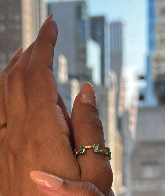 Emerald Eternity Band with Gold Links – 18kt Solid Yellow Gold