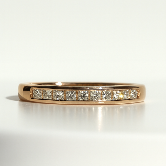 18kt Solid Yellow Gold Princess-Cut Diamond Band
