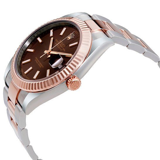 Rolex Datejust 41 Chocolate Dial Rose Gold And Steel Men's Watch 126331