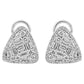 Pendiente de oro de 14 quilates con halo redondo y diamantes blancos en forma de baguette y forma triangular
