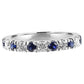 Anillo de compromiso de oro de 18 quilates con diamantes blancos y zafiro azul