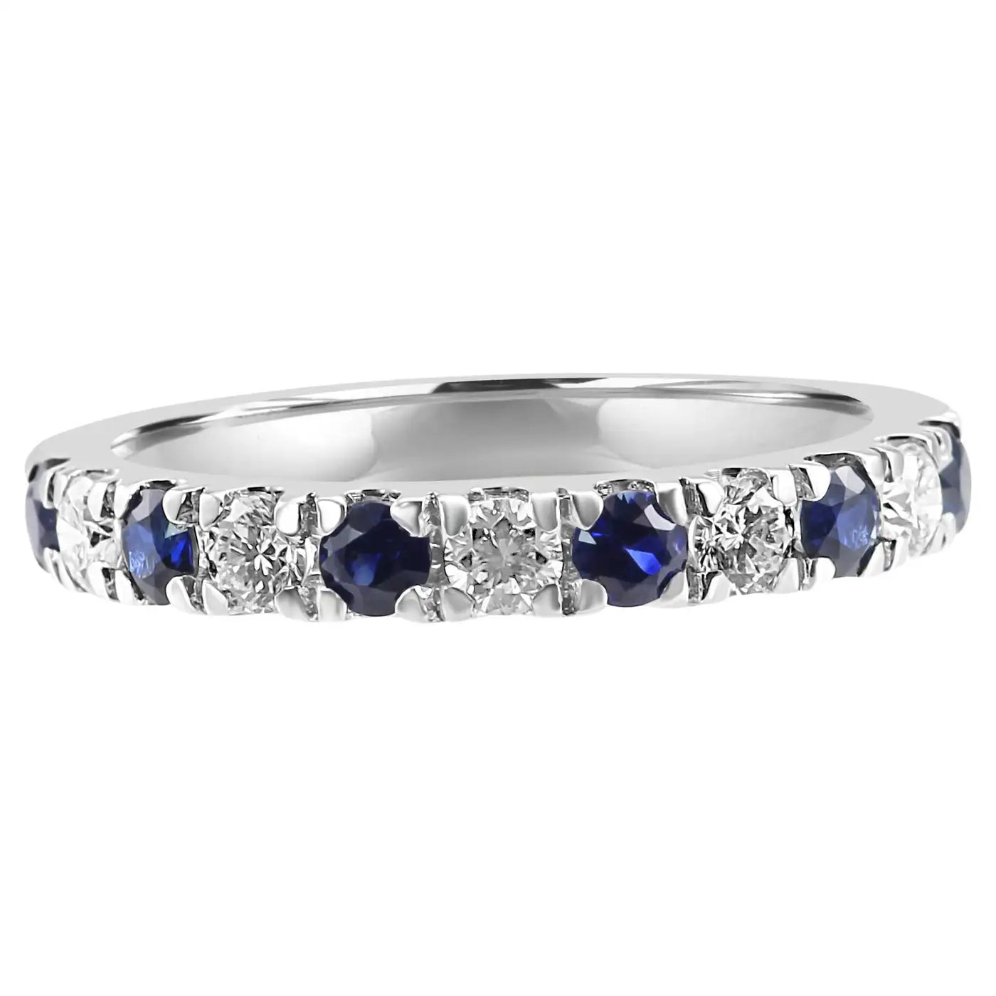 Anillo de compromiso de oro de 18 quilates con diamantes blancos y zafiro azul