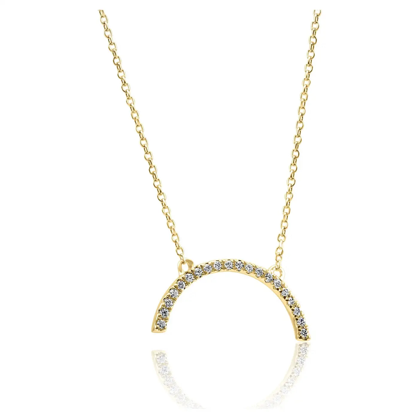 White Diamond Round 14K Gold Fancy Pendent Chain Drop Necklace