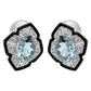 Pendientes elegantes de estilo art déco con esmalte en oro de 14 quilates y diamantes ovalados y aguamarina 