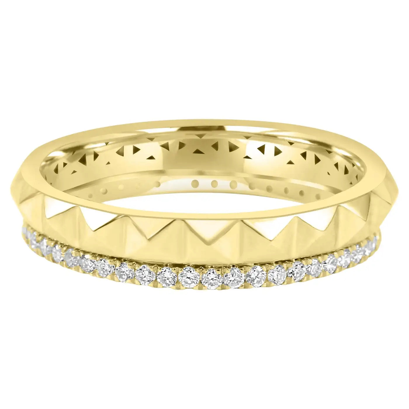 White Diamond Round 14K Gold Engagement Stackable Eternity Ring