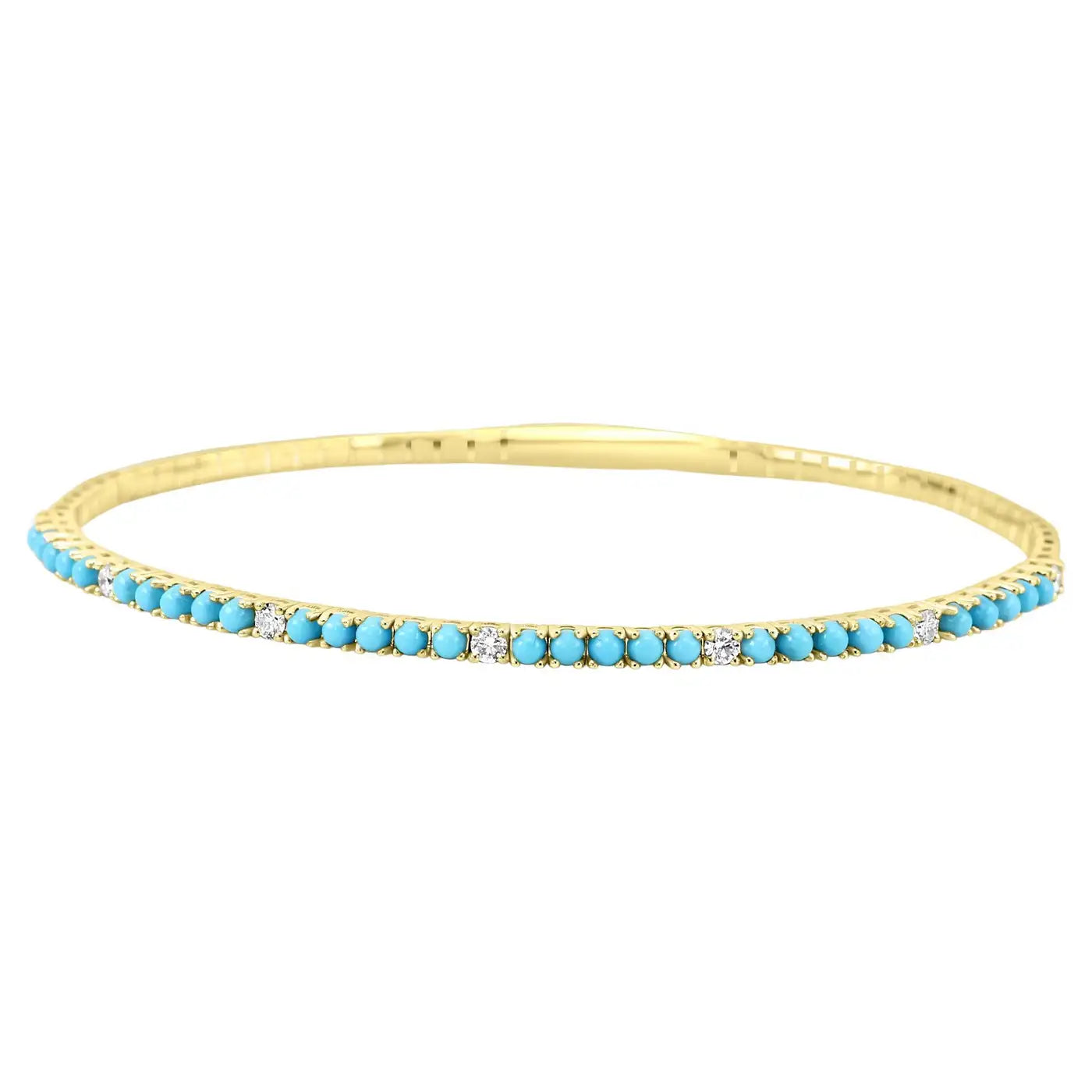 Pulsera de tenis de oro de 14 quilates con turquesa y diamantes de 1,5 quilates 