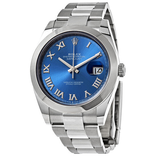 Rolex Datejust II 41 Blue Azzurro Roman Dial Steel Men's Watch 116300