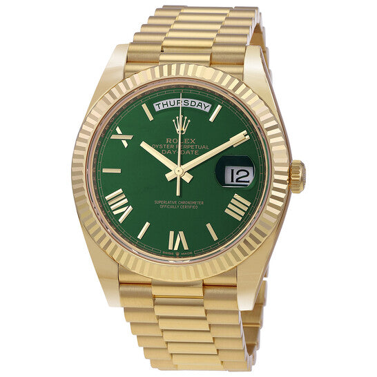 Rolex Day-Date 40 Green Roman Dial 18K Yellow Gold President Men's Watch 228238